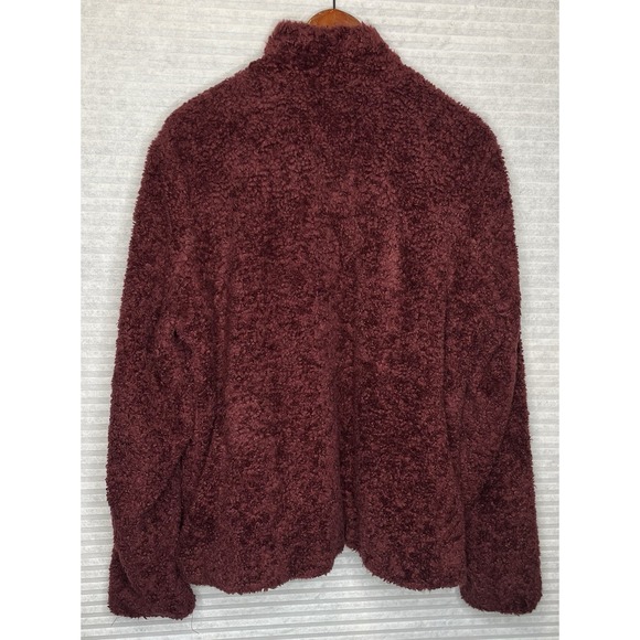 Pendleton Sherpa Fleece Jacket Womens XL Burgundy Maroon Full Zip Oversized Warm - Picture 12 of 14